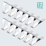 포누어 12팩 식탁보 클립 - 헤비 듀티 피크닉 스테인리스 스틸 커버 클램프 홀더로 레스토랑 결혼식 졸업 파티에 이상적임