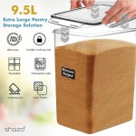Shazo 2 PC 9 5L 321온스 밀가루 설탕 쌀 시리얼 파스타용 밀폐 뚜껑이 초대형 대용량 식품 저장 용기 - 주방 식료품 저장실 정리용 누수 방지