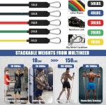 23Pc 저항 밴드 세트 운동 핸들이 스태커블 5개 루프 줄넘기 그림 8 헤드밴드 쿨링 타월