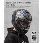 ILM 모터사이클 헬멧 DOT ECE 듀얼 바이저 스트리트 레이싱 풀페이스 파워스포츠 남성용 코브라 카말레온 L Large Matte MF567