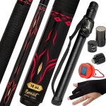 IgnatGames 프로페셔널 풀 큐 세트 - 58 2피스 캐나다 메이플 스틱 저변축 하드 케이스 팁 유지 관리 도구 액세서리 18 oz