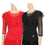 A594 뿌림캉캉티 노브댄스 댄스복 라인 라틴 모던 사교 공연복 단체복 티셔츠 바지 치마 국산