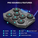 록소키 전자 테이블탑 드럼 세트 휴대용 디지털 키트 7 속도 민감 패드 LED 음악 레벨 라이트 USB-MIDI 맥 PC 지원 성인 초보자에게 이상적인...