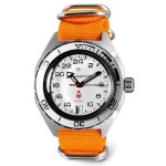 보스톡 VOSTOK Komandirskie GMT 오토매틱 기계식 셀프 와인딩 다이버 손목 시계 주황색 클래식 650546