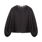 출근 여자 쉬폰 가디건 라운드넥 노카라 퍼프소매 실크 캐주얼 아우터 데일리 얇은 우아한 M 현물