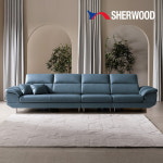 SHERWOOD 리네아 이태리산 천연소가죽 6인 소파 + 스툴 + 쿠션 2EA
