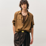 NOIRER 노이어 웨이브 스트라이프 루즈핏 셔츠