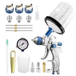 HVLP 스프레이 건 에어 브러시 자동차 프라이머 페인팅 1 4 1 7 2 노즐 중력 피드 믹싱 컵 H2008