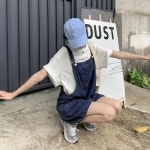 에이치플러스몰 여자 진청 꾸안꾸 캐주얼 여행룩 코디 데님 점프수트