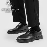 ANYOU 레이스업 스타일의 비즈니스 가죽 구두 오피스 구두 남자 키높이 무광 구두 265