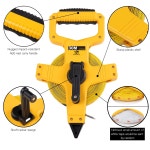 HOGARSWE 오픈 릴 유리 섬유 줄자 엔지니어 야외 운동장 충격 저항 ABS 쉘을 위한 330피트 1 2 미터 눈금 100M 30 5 m 330FT