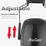 ProCase SNR 36dB 소음 감소 안전 이어 머프 NRR 32dB 제거 보호 헤드폰 사격장 잔디 깎기용 보청기 -블랙