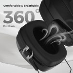ProCase SNR 36dB 소음 감소 안전 이어 머프 NRR 32dB 제거 보호 헤드폰 사격장 잔디 깎기용 보청기 -블랙