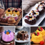 화케너 미니 플룻 케이크 팬 2개 6캐비티 튜브 팬 컵케이크용 논스틱 실리콘 베이킹 몰드 도넛 콘브레드 브라우니 젤리 A