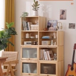 슬라이딩 도어형 공간박스 원목