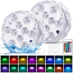 이미아 온수 욕조 조명 - 연못 장식 파티 스파 수족관을 위한 리모컨 흡입 컵이 2팩 RGB 컬러 배터리 구동 LED 4 PCS RGBW Large