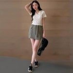 신상오픈런 여성 후드 세미 크롭 반팔 티셔츠 슬릿 디자인