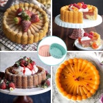 화케너 2개 샬롯 케이크 팬 8 원형 치즈 케이크용 논스틱 실리콘 몰드 초콜릿 케이크 레인보우 딸기 쇼트케이크 브라우니 타르트 파이