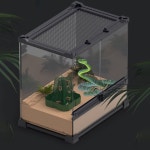 파충류 탈출 방지 먹이케이스 도마뱀 키우기 소형 소형 다크그린