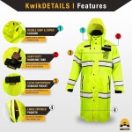 KwikSafety - 노스캐롤라이나주 샬럿 토렌트 레인 재킷 트렌치 코트 ANSI OSHA 클래스 3 고감도 하이 비스 기어
