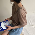 샵앤 여성 단추오픈 간절기 레이어드 긴팔 스판 후드 가디건 브라운 21DS-WCD-4443