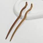 고급형 수공예 녹단나무 웨이브 올림머리 헤어 비녀