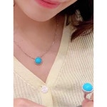 터키석 목걸이 최화정 로즈골드 원석 팬던트 둥근 터콰이즈