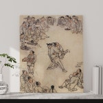 아란아트 신사임당 신윤복 전통 민화 풍수 전통 민속화 풍속화 인테리어 학교 교실 교육 액자 18 김홍도-씨름 01 9호 40x50 cm