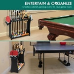 엑스소스 풀 스틱 홀더 바닥 스탠드 2-IN-1 큐 랙 탁구 패들 홀더 100 원목으로 9개의 세트를 보관할 수 맨 케이브 게임룸