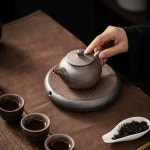 연꽃 차수판 도자기 차판 다도받침대 퇴수기 거치대 차트레이 자사호 원형 연화호승 원형