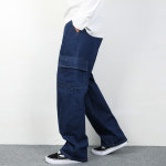 겨울 남성 기모 청바지 카고 건빵 와이드 통 일자 밴딩 면 데님 바지 팬츠 DE054