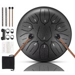 명상 엔터테인먼트 음악 교육 콘서트 마인드 힐링 요가를 위한 스틸 텅 드럼 11 노트 6 D-키 탱크 핸드팬 타악기 1-Obsidian