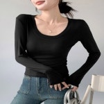 여성 슬림핏 쫀쫀한 이너 긴팔 티셔츠 스판 티 3컬러