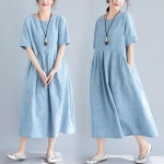 여름 린넨 플라워패턴 롱원피스 데일리 편한 사이즈 여성 여름원피스