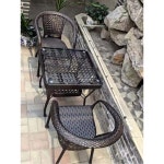 야외 테이블 카페 펜션 베란다 의 1 업그레이드 흑유리 60테이블 의자 2개