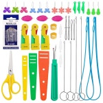 Fedmut 42피스 바늘 실타래 키트 드로스트링 세트 재봉 공예용 손 기계 재봉 직조 DIY 아트 자수 작업용 범용 도구 35pcs