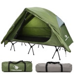 아틱 레밍스 4-in-1 캠핑장 텐트 접이식 고가 텐트 1인용 세트 야외 하이킹 캠핑을 위한 캠핑 침대 Green