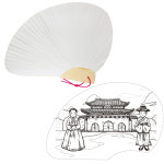 조개부채 부채만들기- 연꽃 안의 좌상 부처님 Seated Buddha in a lotus flower 학교 단오부채 민화부채 컬러링 한국전통 미술 한지도안... 
