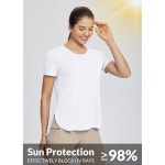 발레프 여성 운동복 상의 셔츠 UPF50 선 반팔 퀵 드라이 자외선 운동 티 X-Small