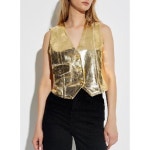 GANNI 가니 GILET IN DEMIN CON LAMINA DORO J1482