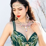 세트 라틴 밸 밸리 살사 크리스탈 공 댄스복 벨리 벨리댄스의상 댄스 목걸이