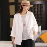 엘럽 여자 린넨마 자켓 봄 수입 린넨 코트 싱글 아우터 루즈핏 상의 원템1