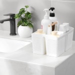 레조미익 휴대용 샤워 캐디 바구니 플라스틱 청소 정리함 욕실 대학 기숙사 흰색 손잡이 보관 토트