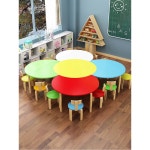 어린이집책상 원목 나무 작은 토론 테이블 수업 유치원 의자 식탁