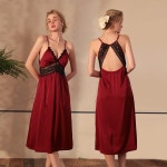 에스와이티 실크 롱 슬립 원피스 S 와인색