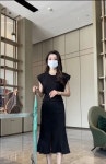 롱 얇은 여름 캐주얼 여성 데님 스커트 빈티지 머메이드 앞트임 통풍 슬림핏 57 5-65kg 톱