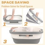 손잡이가 접이식 세탁 바구니 43L 11 5갤런 바구니 플라스틱 팝업 톨 수납 용기 정리함 세탁용 의류 1팩