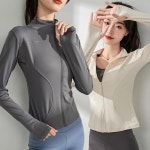 요가자켓 필라테스상의 여성 요가웨어 핑거홀 슬림핏