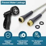 마당 야외용 10개의 기능성 물 호스 노즐이 애니이지 스테인리스 스틸 가든 50피트 헤비 듀티 금속 25 ft