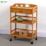 원목 3단 주방 엔틱 이동식 웨건 우드 왜건 트레이 서빙카